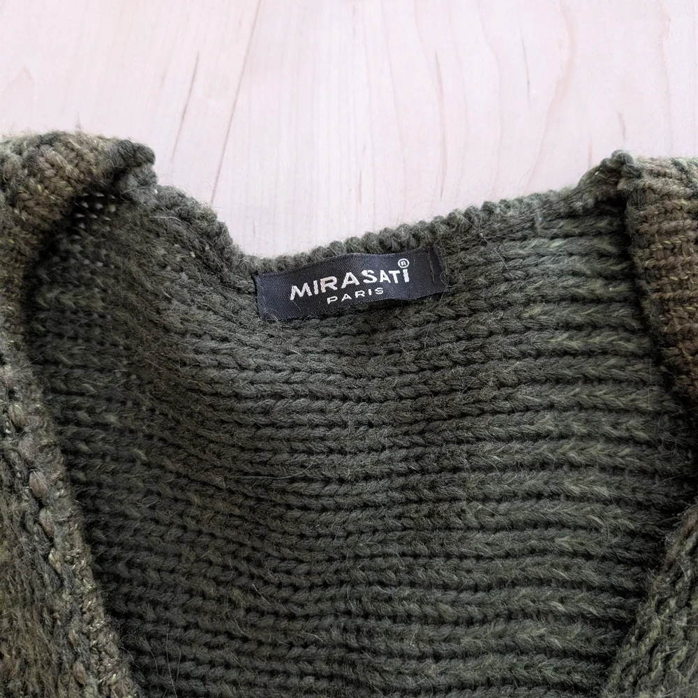 Y2K WHIMSYGOTH Fairycore Green Knit Big Button Cardigan Sweater - Picture 5 of 9